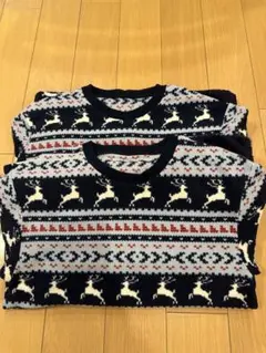 【2枚セット】UNIQLOトナカイ柄フリースパジャマセット 140