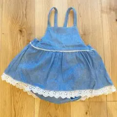 【ほぼ新品】テータテート デニム ロンパース キャミワンピース80