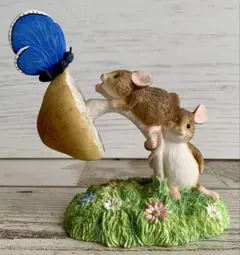 Merrie Mice メリーマウス 青いちょうちょときのことマウス 置物