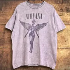 ニルヴァーナ　インユーテロ　バンド Tシャツ　タイダイ染め　パープル系　XL