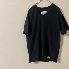 AZUL アズール　黒 Vネック 半袖Tシャツ テクスチャー仕上げ