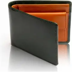 【新品】メンズ　二つ折り　財布　本革　化粧箱付きプレゼントに◎　グリーン