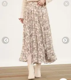 花柄ワッシャーシフォンフレアスカート