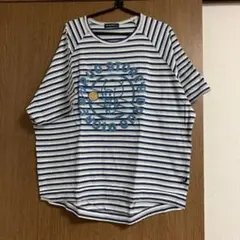 ストライプ柄 半袖Tシャツ 豚キャラクター店舗サイズ3