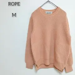 ロペ 【M】 ニット セーター 毛 ウール モヘヤ クルーネック リブ ピンク