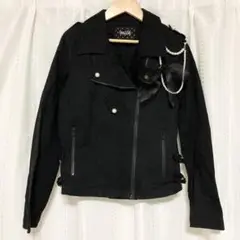 MILK リボン×パール ライダースジャケット ブラック