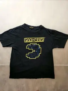 パックマン　ブラックTシャツ　フェード　LL