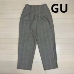 GU チェックパンツ ベージュ 茶色