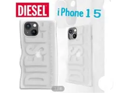 DIESEL iPhone15ロゴ シリコンケース クリア ホワイト