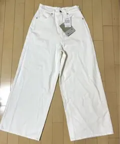 ワイドデニムパンツ ホワイト