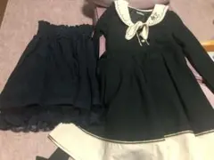 グリーン 長袖セーラーワンピース＆バッスルスカートリボン付き