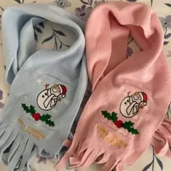 コンビミニクリスマスマフラー水色ピンク雪だるま2本セット