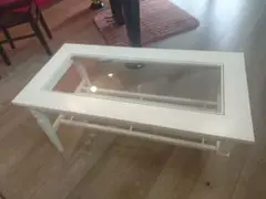 ホワイト ガラス天板 センターテーブル
