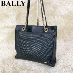 極美品✨BALLY ハンドバッグ キルティング チェーン レザー B金具 黒