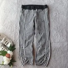 美品(LL)ストレッチパンツ/クロップド/ズボン/ウエスト総ゴム/大きい