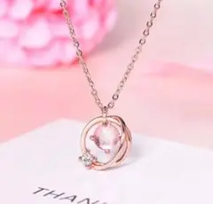 227ネックレス ラウンド 18k ピンクゴールド ジルコニア czダイヤモンド