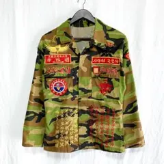 韓国軍 海兵隊 石垣迷彩 転役服 外被 XXL 実物美品 デンビル服 刺繍入 韓国軍 海兵隊 石垣迷彩 転役服 外被 XXL 実物美品 デンビル