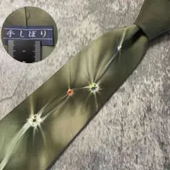 AN332 手しぼり カーキ シルク ネクタイ