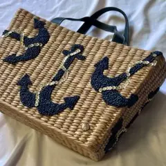HOUSE OF ANLIハウスオブアンリA4大きいサイズマリン刺繍かごバッグ