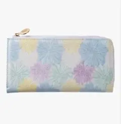 【新品未開封】RICKERS 長財布 本革 花柄 L字ファスナー (ブルー系)