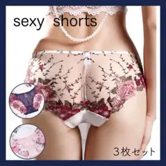 ３枚セット★レースショーツ　Ｌサイズ　レース　下着　セクシー 花柄