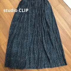 スタディオクリップ　青系の葉柄プリーツロングスカート