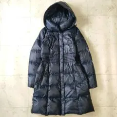 美品✨自由区 ダウンコート ロング ショールカラー サイズ38 ダークネイビー系
