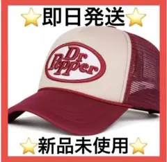 メンズ＊帽子＊Dr Pepper＊ドクターペッパー ＊メッシュキャップ＊赤＊刺繍