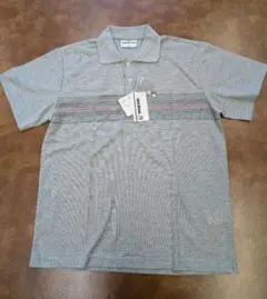 ⑩新品 LOUIS VERSUS 紳士 半袖ポロシャツ M ボーダー柄 グレー
