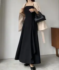 Ꮮouere フレアラッフルキャミワンピース ブラック