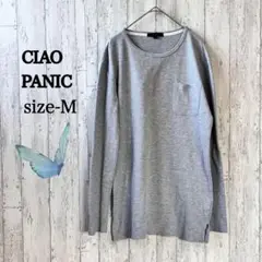 チャオパニック/長袖シャツ/Tシャツ/ワッフル/ライトグレー/ゆったり/M