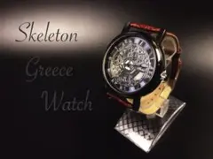 腕時計　メンズ ステンレス レザー　革　ベルト ウォッチ ギリシャ
