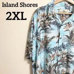 Island Shores アロハシャツ　水色　XXL　メンズ