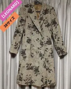【美品♪】LEONARD シルク混 ウール フラワー ツイード ロングコート