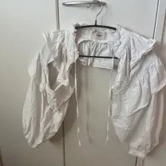 papier フリルつけ襟　五分袖　ホワイト