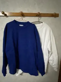 CAHLUMN 長袖Tシャツ 青 白 M