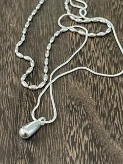 シルバーステンレス、ダブルレイヤーネックレス