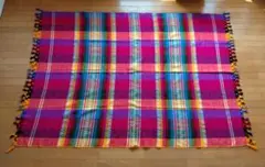 【美品】メキシコで購入 手織布 クロス カーテン 202×145