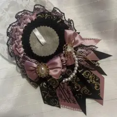 【 No.15 ピンク × 黒 】色違い◎ 痛ロゼット ハンドメイド