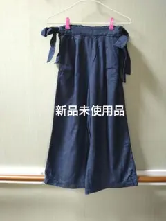 リボン付きデニムガウチョパンツ