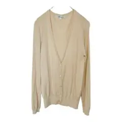 カーディガン L カシミヤ シルク ベージュ Vネック