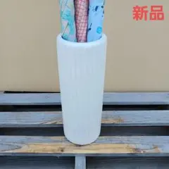 新品　陶器傘立て　難有　スリム　ホワイト　白　ニューウェーブ　ルーバー　15WH