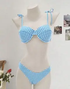 水色ギンガムチェック セパレートビキニ