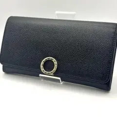 【美品】ブルガリ 長財布 折り財布 ビーゼロワン ロゴクリップ ブラック レザー