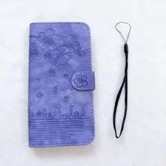 Oppo Reno 7A 手帳型ケース パープル ストラップ付 カード収納