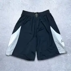 バスケパンツ ブラック モノトーン ストリート系　ウエストゴム　ハーフパンツ