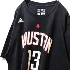 アディダスNBAヒューストンロケッツ#13ハーデン Tシャツブラック黒XL古着
