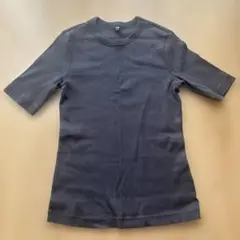 UNIQLO リブクルーネックT (5分袖) グレー