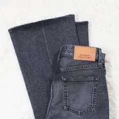 24年 美品《MOUSSY》MVS BLACK FLARE(W27)黒 革パッチ