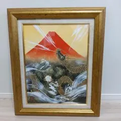 coco　あいはら友子 黄金富士に白孔雀 日本画 額装 開運 絵画 coco様 専用 あいはら友子 黄金富士に白孔雀 日本画 額装 開運